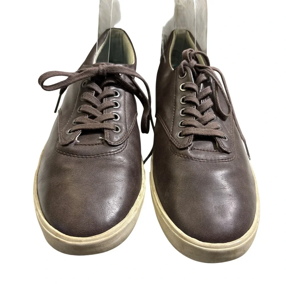 SeaVees‎ Mens Brown Leather Low Top Lace Up Sneakers Casual Shoes 11.5